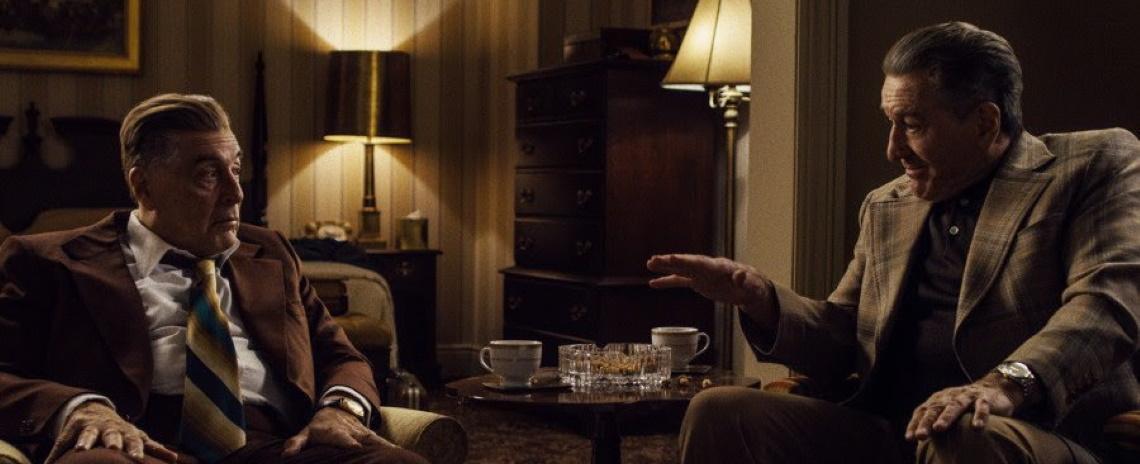 Jimmy Hoffa (Al Pacino, left) and Frank Sheeran (Robert De Niro) navigate a country of old men in Martin Scorsese's 'The Irishman'.